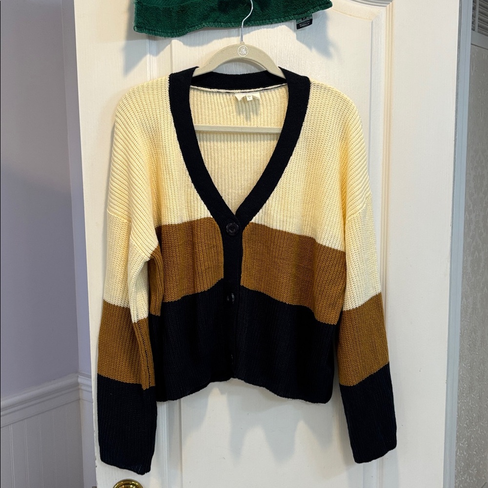 Sienna Sky Black, Cream, and Brown Sweater